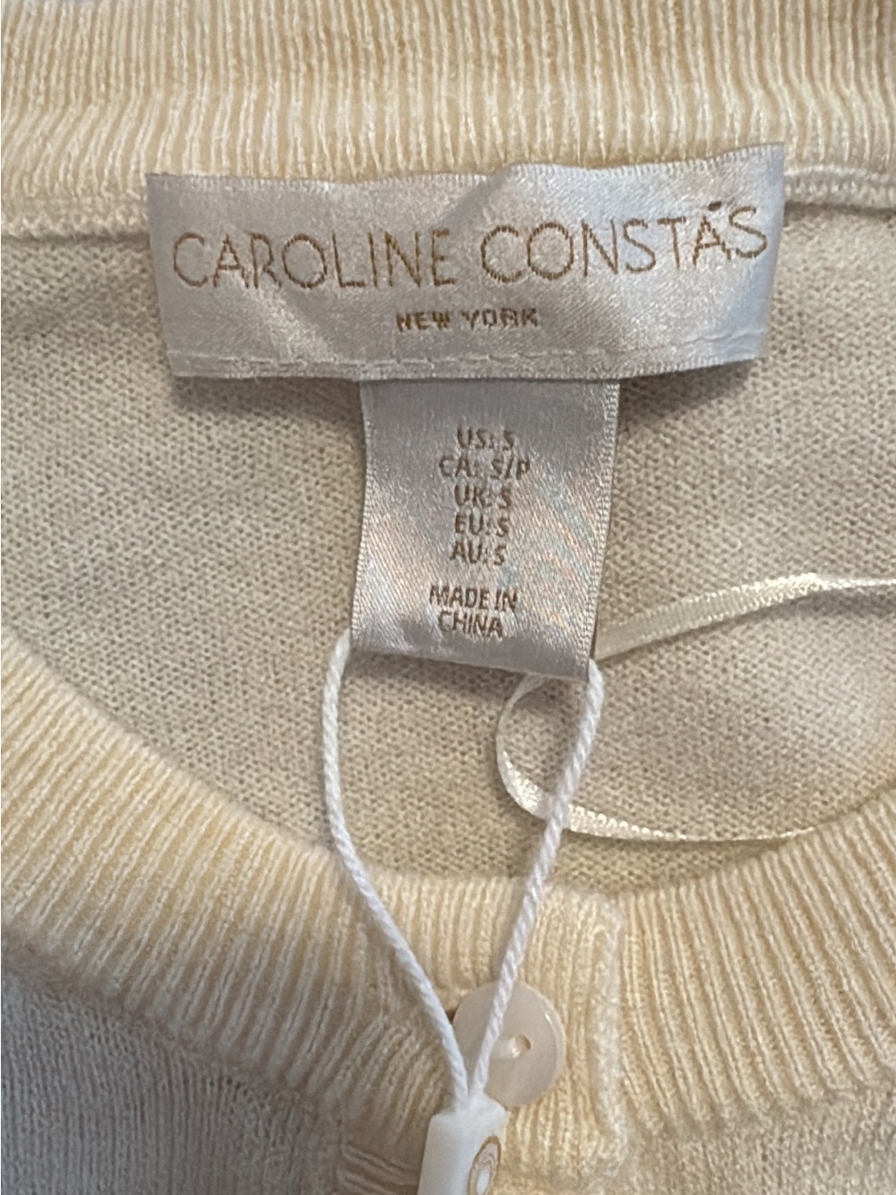 Caroline Constas Cream Ruffle Cardigan Size S NWT